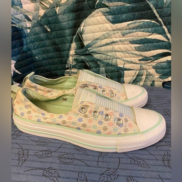Converse Chuck Taylor all star slip polka dots and stripes lace less sneakers 7 - Picture 3 of 8